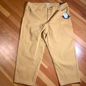 NWT 22W high rise slim straight stretch mustard, colored pants